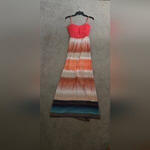 Orange and Beige Maxi Dress